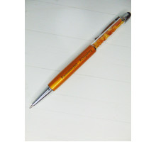 Ручка-стилус с янтарем (горчичная)