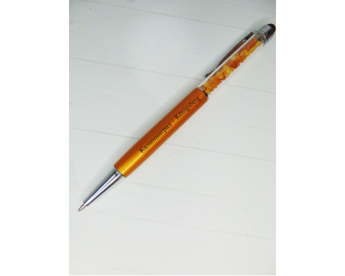 Ручка-стилус с янтарем (горчичная)