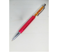 Ручка-стилус с янтарем (малиновая)