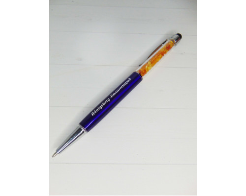 Ручка-стилус с янтарем (фиолетовая)